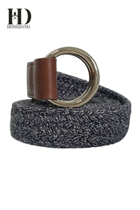 Grey Fabric Womens belts with Round Buckle