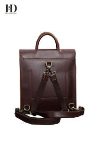 HongDing Coffee Backpacks Retro Shoulder bags High Quality Genuine Leather Handbags For Men