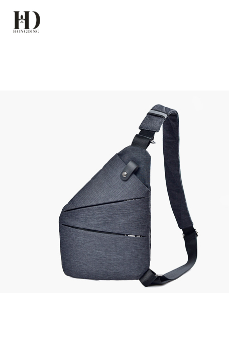 HongDing Dark Gray Fashion Waterproof Nylon Chest Bags Cross-Body Bags for Men