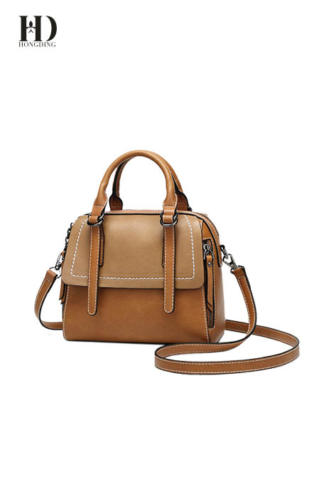 HongDing Caramel Color High-Quality PU Leather Handbags with Shoulder Strap for Women