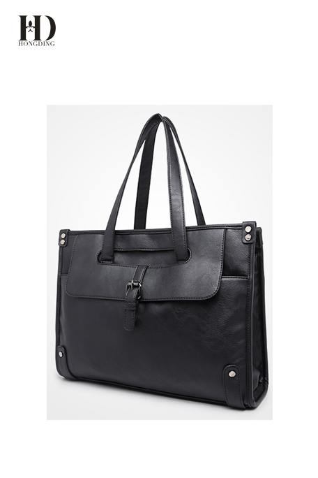 HongDing Black Large Capacity Business and Travel PU Leather Handbags and Shoulder Bags for Men