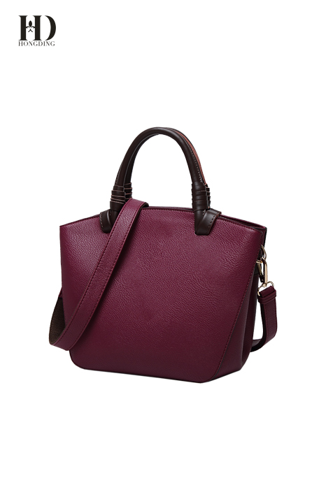 PU Leather Handbags with Genuine Leather Handle, Shoulder Bags for Women Large Capacity Purple