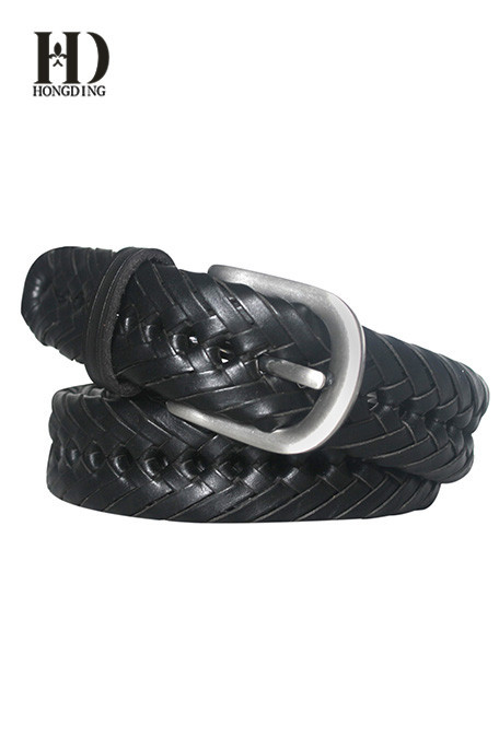 Black Braided belts for Men with gold buckle