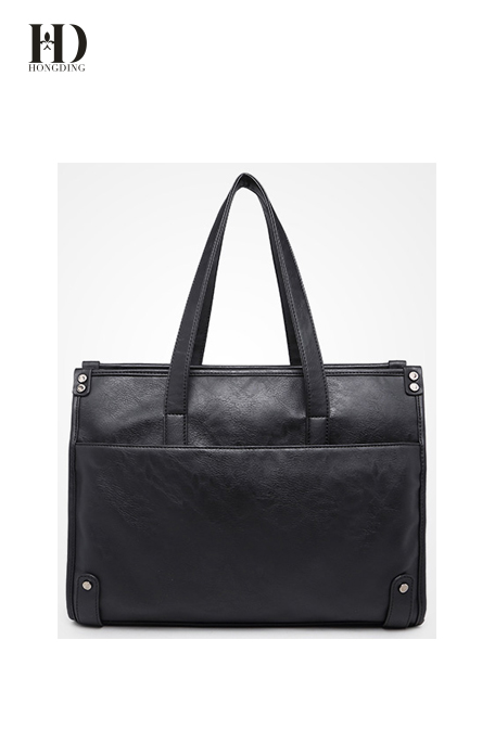 HongDing Black Large Capacity Business and Travel PU Leather Handbags and Shoulder Bags for Men