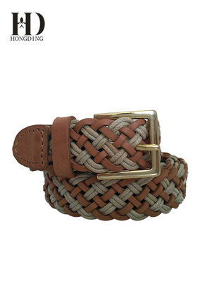 Womens braided leather belts with metal buckle