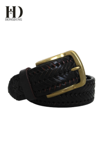 Men's Braided Leather Belt with Lacing Details